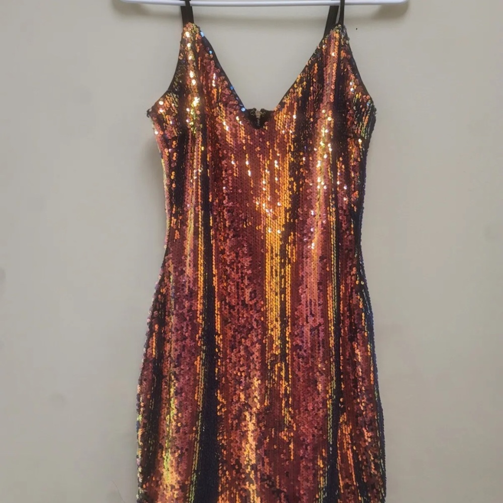 NWT Windsor Sequin Dress Spaghetti Straps Womens Size M Colorful